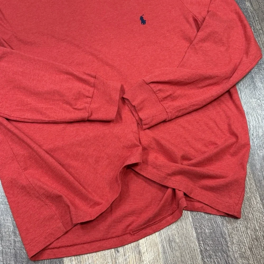 Polo Ralph Lauren Mens Large Long Sleeve T-Shirt Red Heather Pony Logo Crew Neck